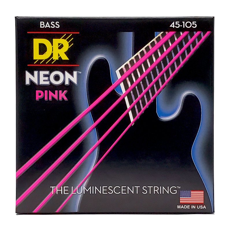 DR Handmade Strings - Neon Pink Coated Bass Strings, Medium (45-105)