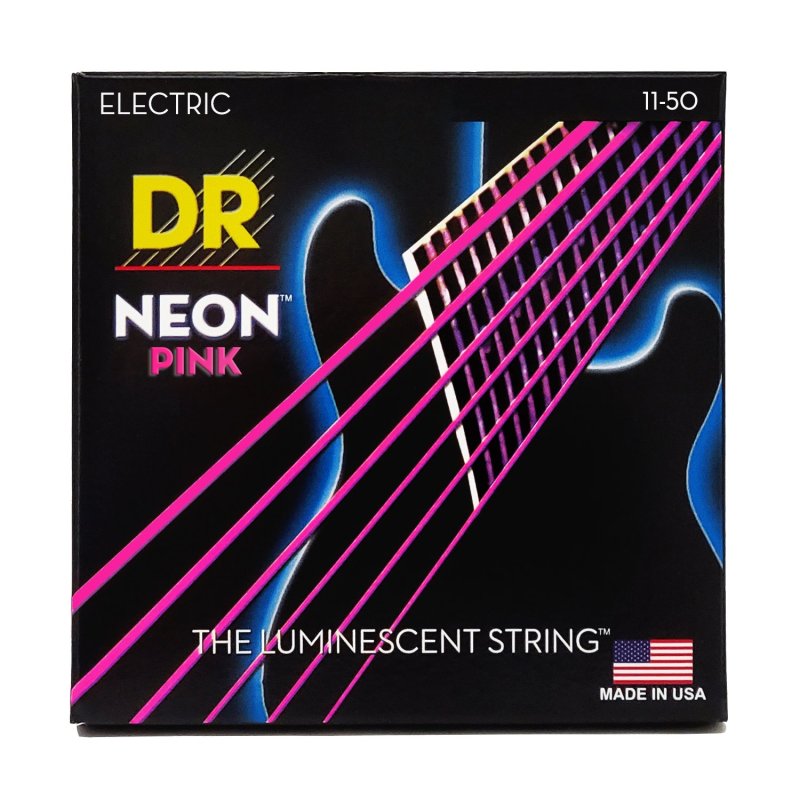 DR Handmade Strings - Neon Pink Coated Electric Guitar Strings, Heavy (11-50)