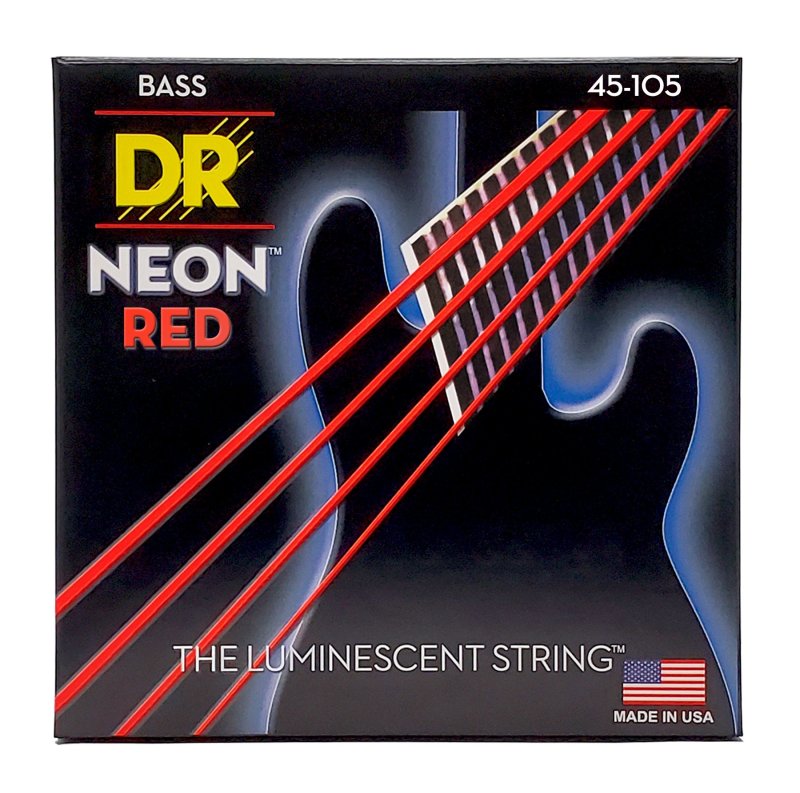 DR Handmade Strings - Neon Red Bass Strings, Medium (45-105)
