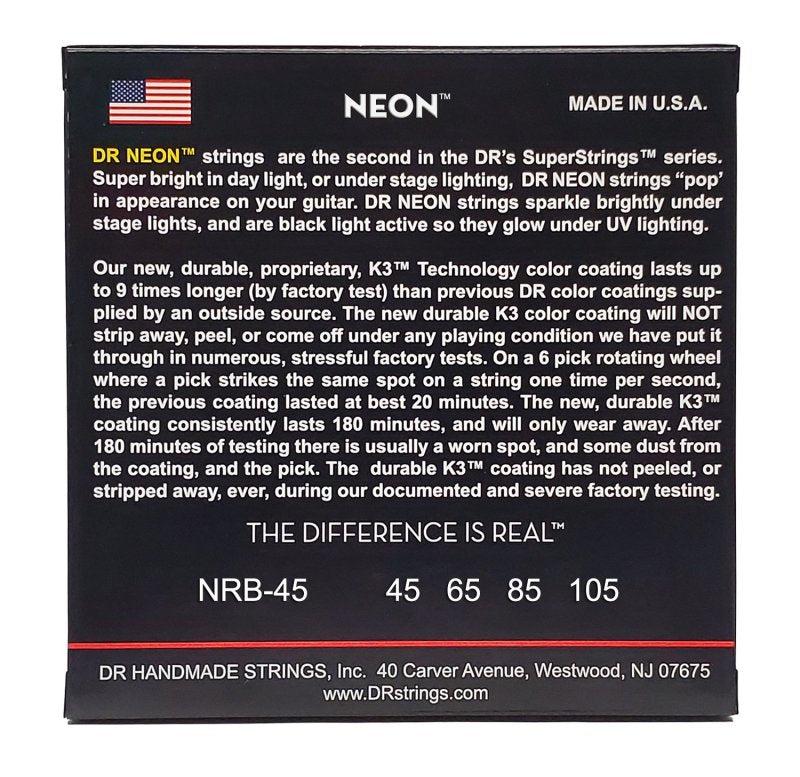 DR Handmade Strings - Neon Red Bass Strings, Medium (45-105)