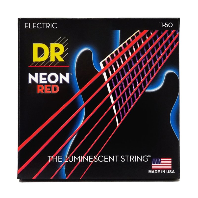 DR Handmade Strings - Neon Red Electric Guitar Strings, Heavy (11-50)