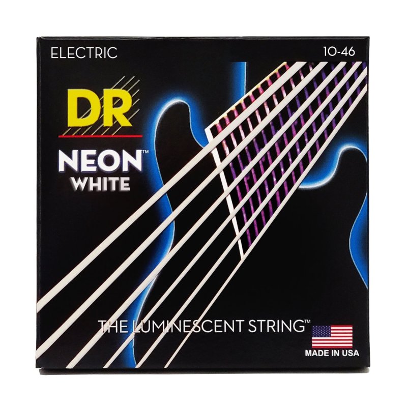 DR Handmade Strings - Neon White Coated Electric Guitar Strings, Medium (10-46)