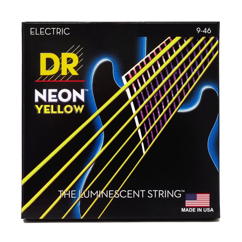 DR Handmade Strings - Neon Yellow Coated Electric Guitar Strings, Light Heavy (9-46)