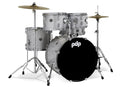 PACIFIC DRUMS & PERC - Center Stage 5-piece Complete Drum Set with Cymbals & Throne, Diamond White Sparkle
