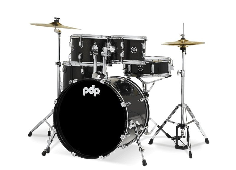 PACIFIC DRUMS & PERC - Center Stage 5-piece Complete Drum Set with Cymbals & Throne, Iridescent Black Sparkle