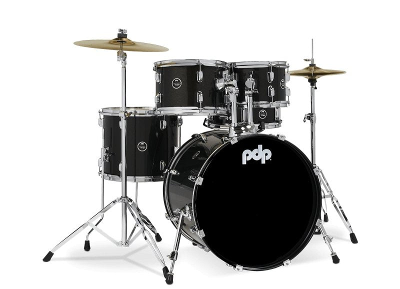 PACIFIC DRUMS & PERC - Center Stage 5-piece Complete Drum Set with Cymbals & Throne, Iridescent Black Sparkle