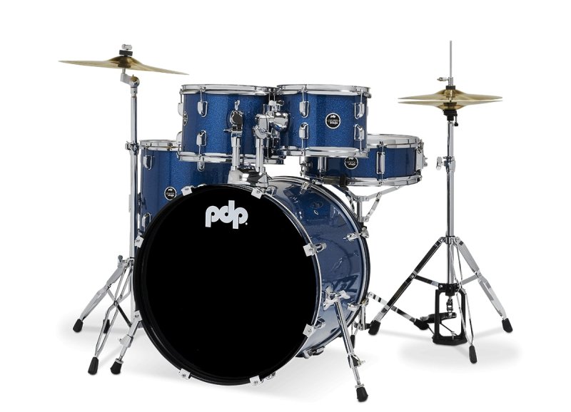 PACIFIC DRUMS & PERC - Center Stage 5-piece Complete Drum Set with Cymbals & Throne, Royal Blue Sparkle
