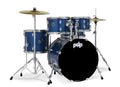 PACIFIC DRUMS & PERC - Center Stage 5-piece Complete Drum Set with Cymbals & Throne, Royal Blue Sparkle