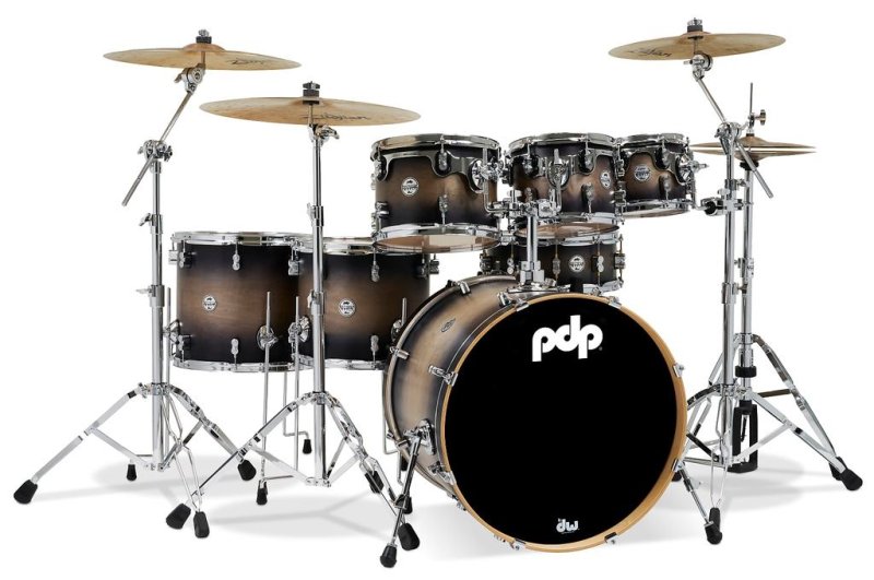PACIFIC DRUMS & PERC - Concept Maple 7-Piece Maple Shell Pack, Satin Charcoal Burst