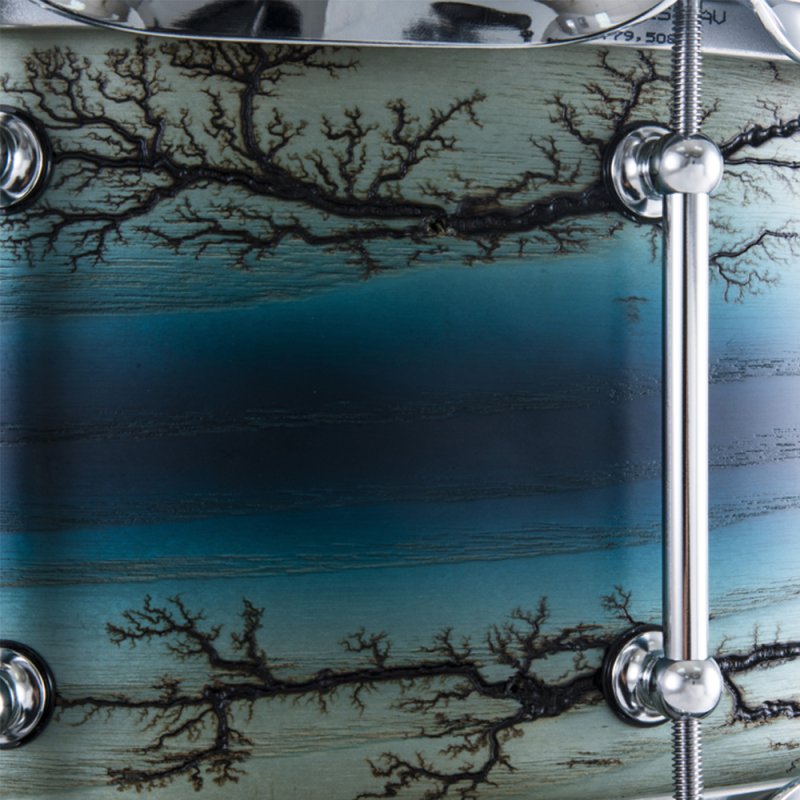 Dixon - 6.5" x 14" Artisan Series Ash Shell Snare, Enchanted Electric Blue Burst