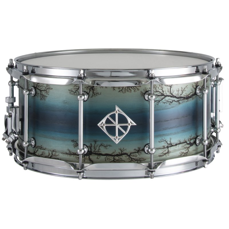 Dixon - 6.5" x 14" Artisan Series Ash Shell Snare, Enchanted Electric Blue Burst