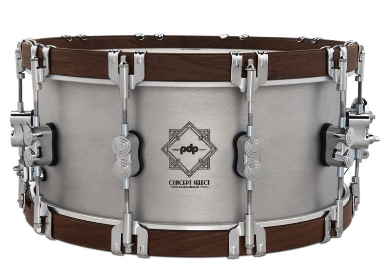 PACIFIC DRUMS & PERC - Concept Select 6.5" x 14'' Snare 3mm Aluminum With Walnut Wood Hoops