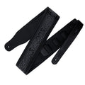 Profile - Leather Padded Strap with Tooled Hibiscus Flower Pattern Black