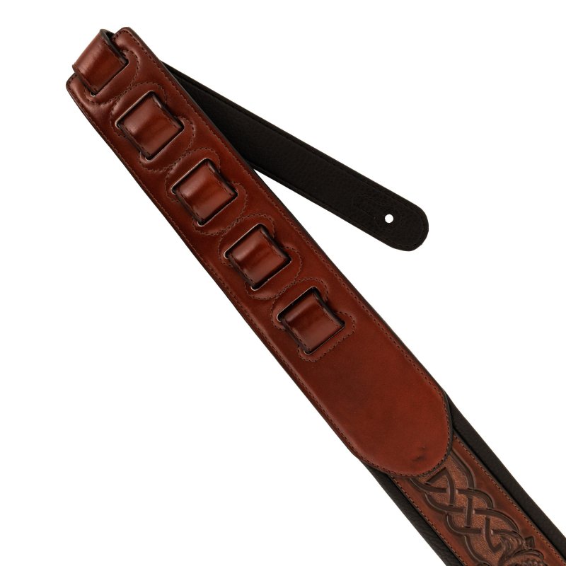 Profile - Leather Padded Strap with Celtic Knot Pattern Dark Brown