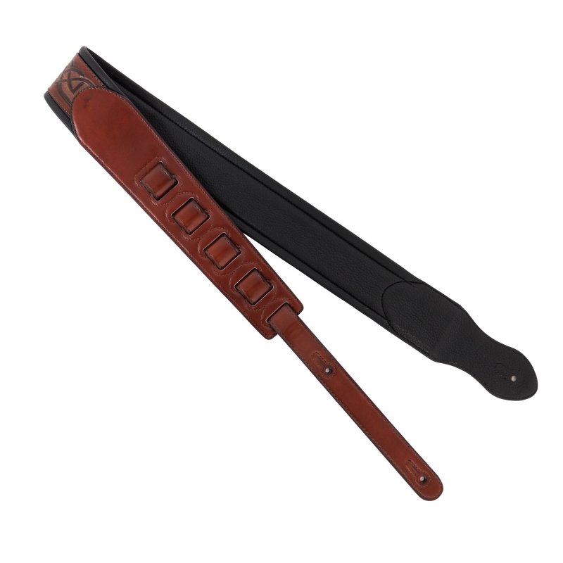 Profile - Leather Padded Strap with Celtic Knot Pattern Dark Brown