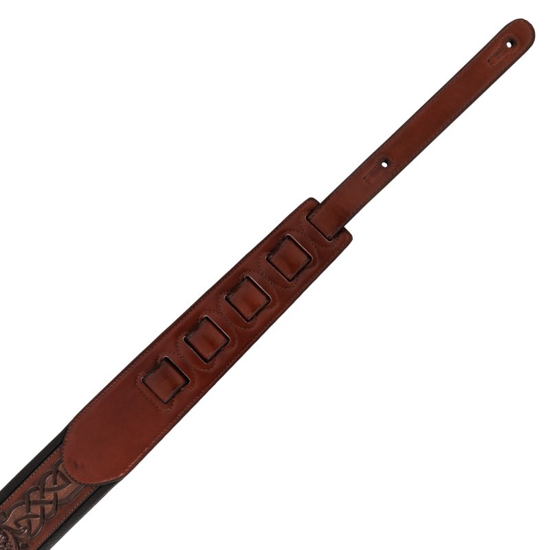 Profile - Leather Padded Strap with Celtic Knot Pattern Dark Brown