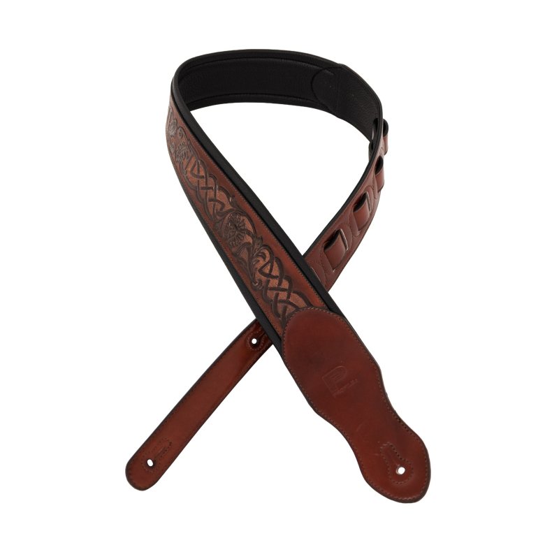 Profile - Leather Padded Strap with Celtic Knot Pattern Dark Brown