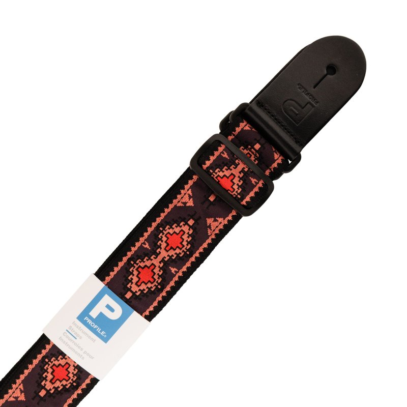 Profile - Woven guitar strap Black & Red