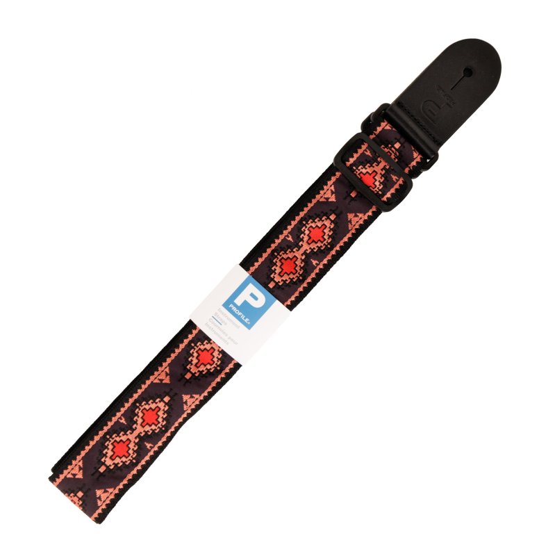 Profile - Woven guitar strap Black & Red