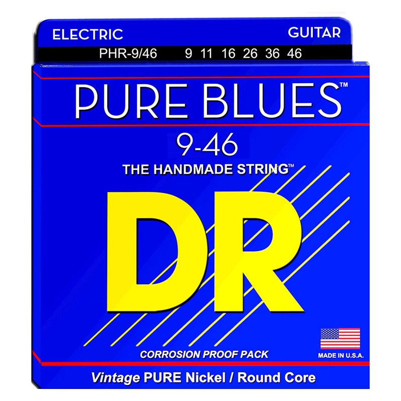 DR Handmade Strings - Pure Blues Electric Guitar Strings, Light - Heavy (9-46)