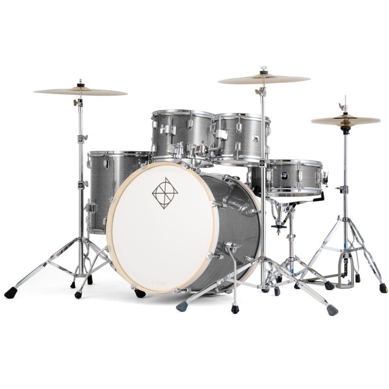 Dixon - Spark 5-Piece Drum Set Pack With 20" Bass Drum, Cyclone Silver