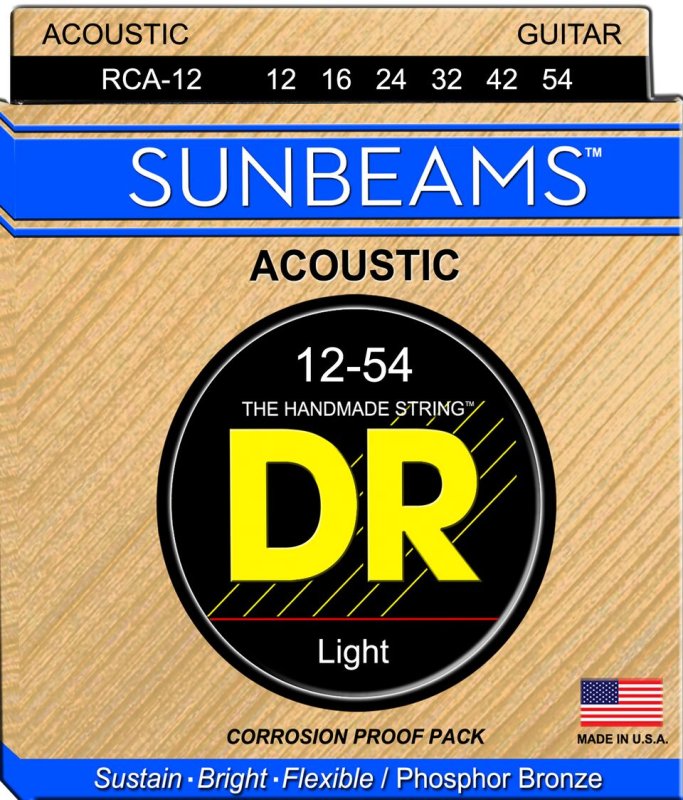 DR Handmade Strings - Sunbeam Acoustic Guitar Strings, Light (12-54)