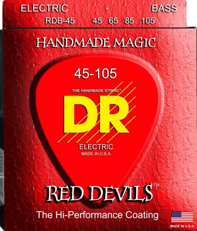 DR Handmade Strings - Red Devils Coated Bass Strings, Medium (45-105)