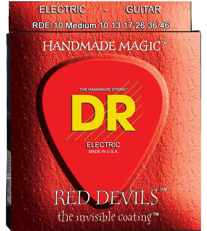DR Handmade Strings - Red Devils Coated Electric Guitar Strings, Medium (10-46)