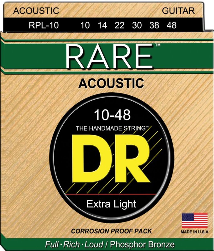 DR Handmade Strings - Rare Acoustic Guitar Strings, Extra Light (10-48)