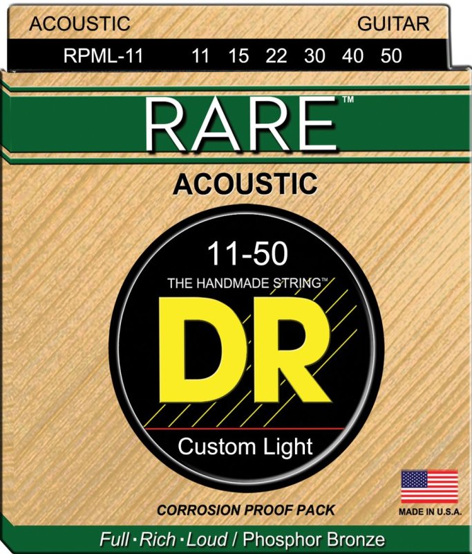 DR Handmade Strings - Rare Acoustic Guitar Strings, Custom Light (11-50)