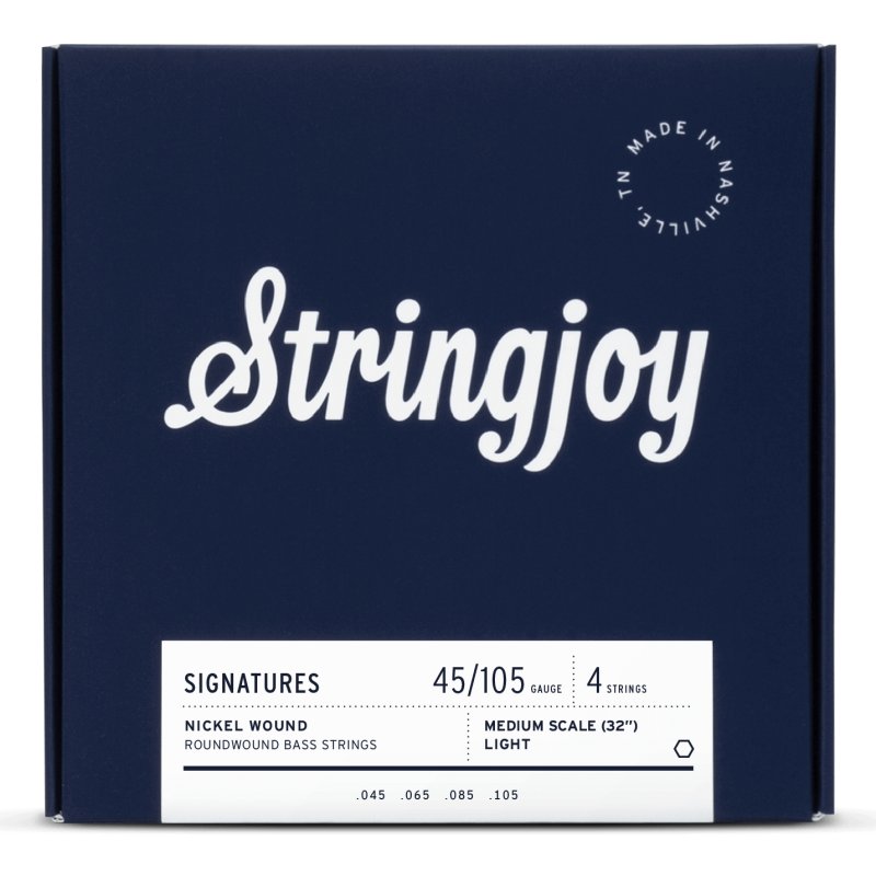 Stringjoy - Light Gauge (45-105) 4 String Medium Scale Nickel Wound Bass Guitar Strings