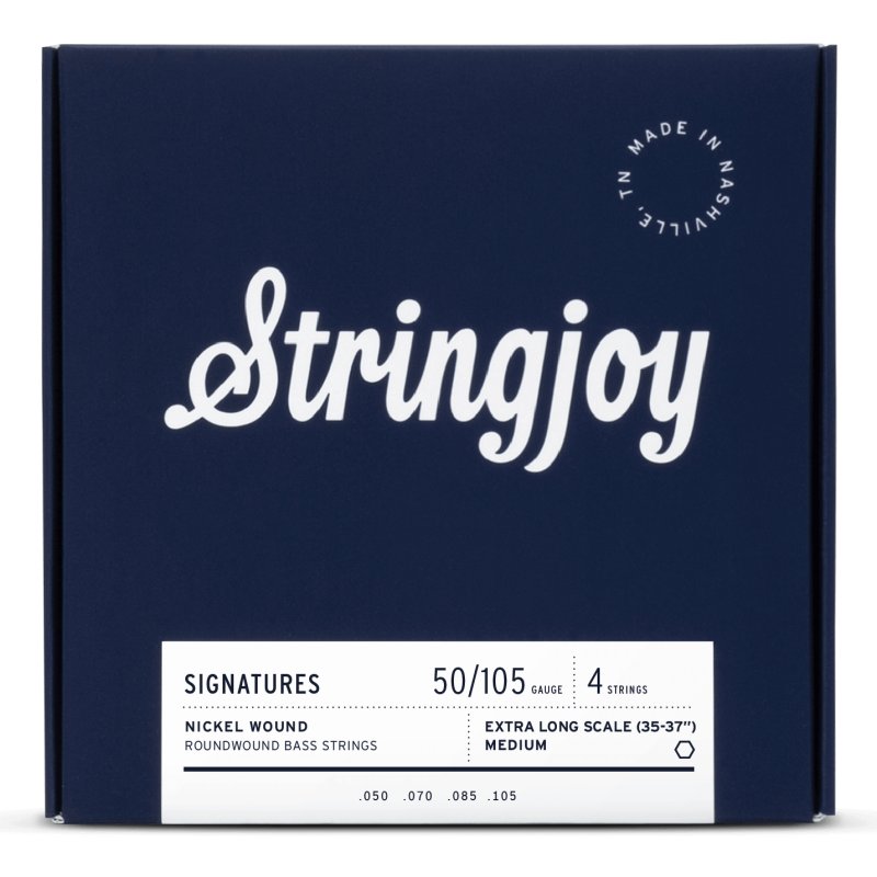 Stringjoy - Medium Gauge (50-105) 4 String Extra Long Scale Nickel Wound Bass Guitar Strings