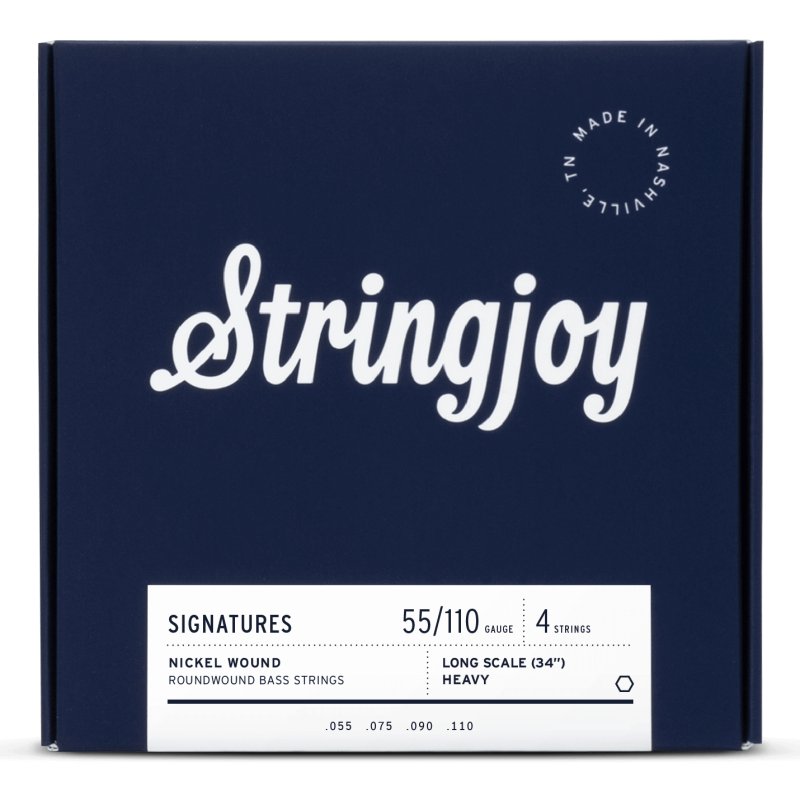 Stringjoy - Heavy Gauge (55-110) 4 String Long Scale Nickel Wound Bass Guitar Strings