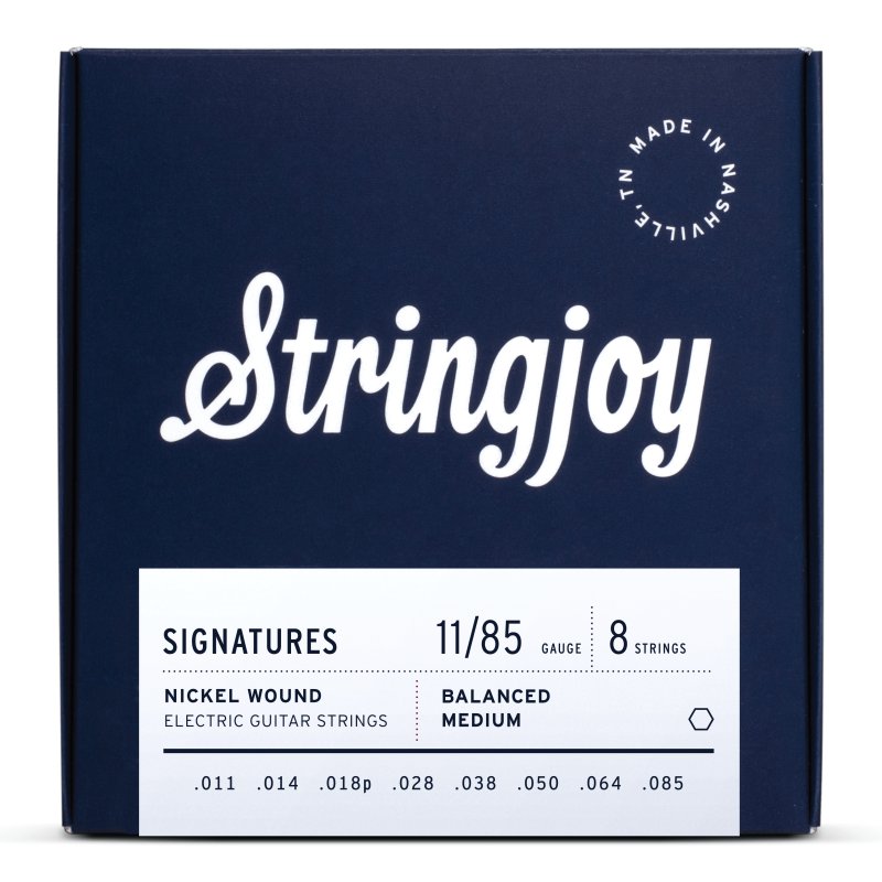 Stringjoy - 8 String Balanced Medium Gauge (11-85) Nickel Wound Electric Guitar Strings