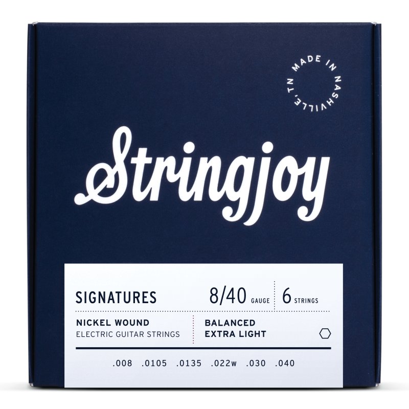 Stringjoy - Balanced Extra Light Gauge (8-40) Nickel Wound Electric Guitar Strings