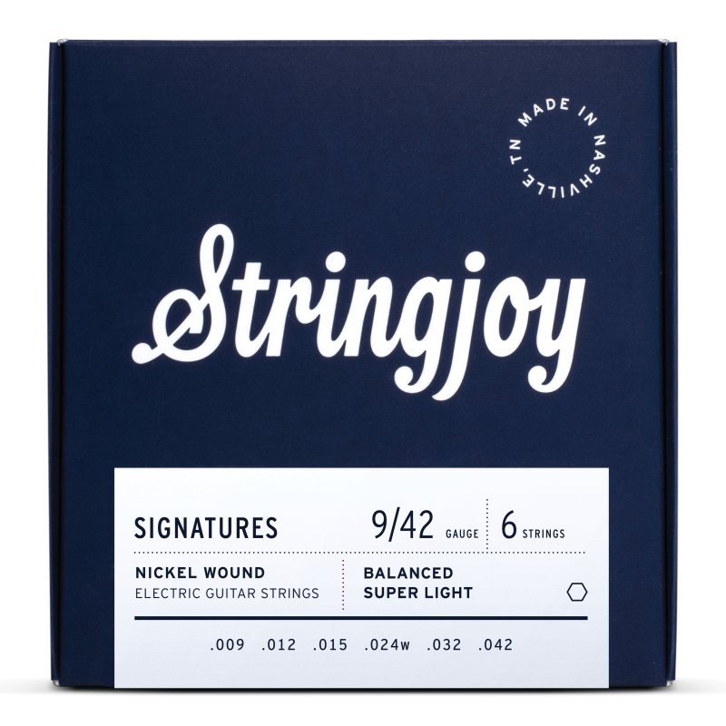 Stringjoy - Balanced Super Light Gauge (9-42) Nickel Wound Electric Guitar Strings