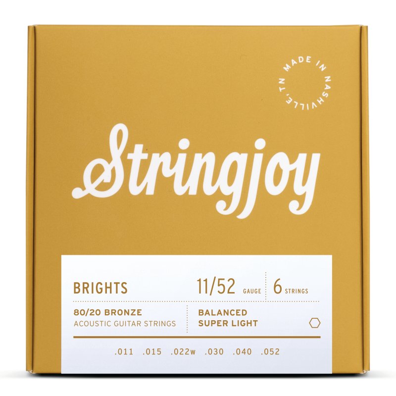 Stringjoy - Super Light Gauge (11-52) 80/20 Bronze Acoustic Guitar Strings