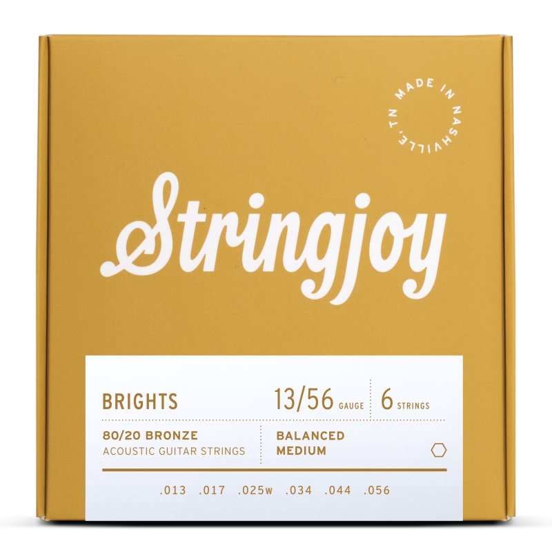Stringjoy - Medium Gauge (13-56) 80/20 Bronze Acoustic Guitar Strings