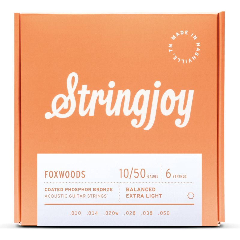 Stringjoy - Extra Light Gauge (10-50) Coated Phosphor Bronze Acoustic Guitar Strings