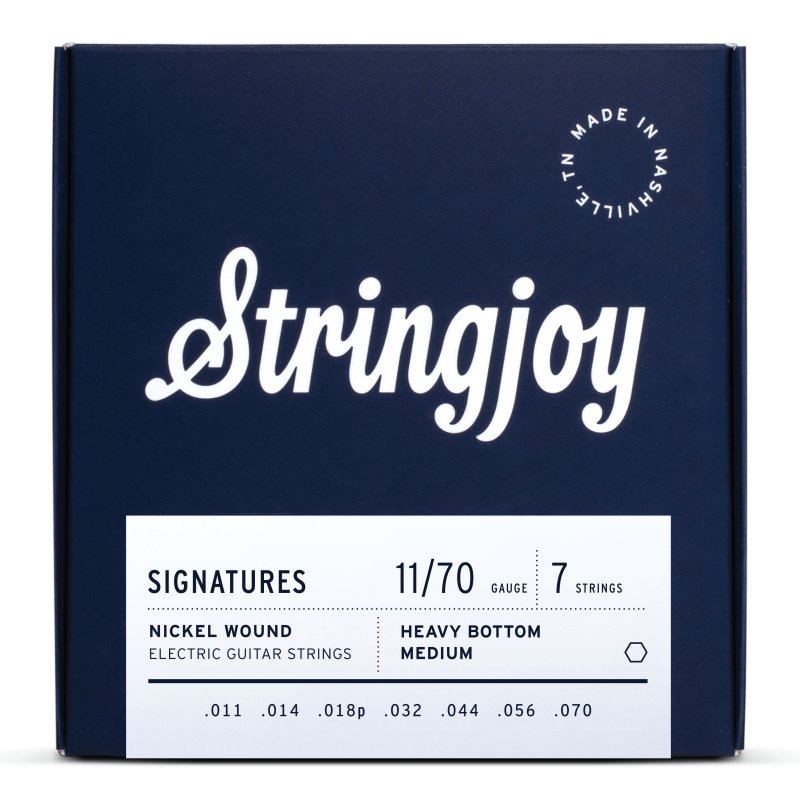 Stringjoy - 7 String Heavy Bottom Medium Gauge (11-70) Nickel Wound Electric Guitar Strings