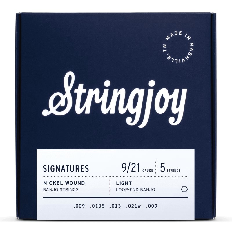 Stringjoy - Light Gauge (9-21) Banjo Strings - Nickel Wound 5 String