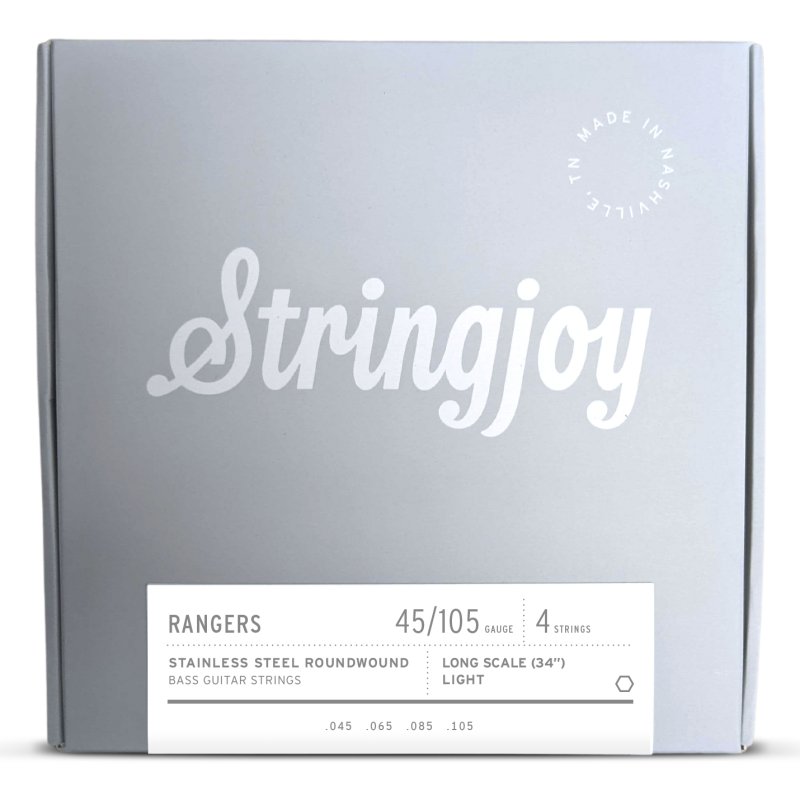 Stringjoy - Light Gauge (45-105) 4 String Long Scale Stainless Steel Bass Guitar Strings