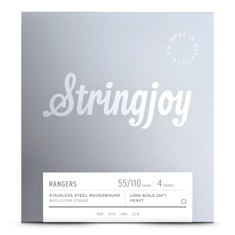 Stringjoy - Heavy Gauge (55-110) 4 String Long Scale Stainless Steel Bass Guitar Strings