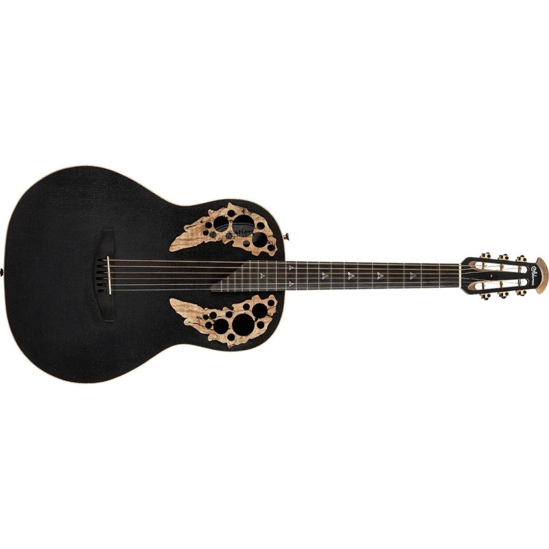 Ovation - Adamas 12-Fret Non-Cutaway Acoustic / Electric Guitar With Case, Black Satin Copper Metal Flake