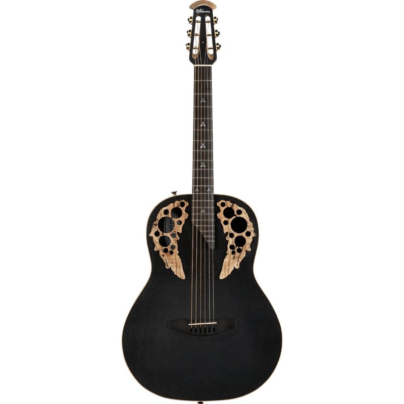 Ovation - Adamas 12-Fret Non-Cutaway Acoustic / Electric Guitar With Case, Black Satin Copper Metal Flake
