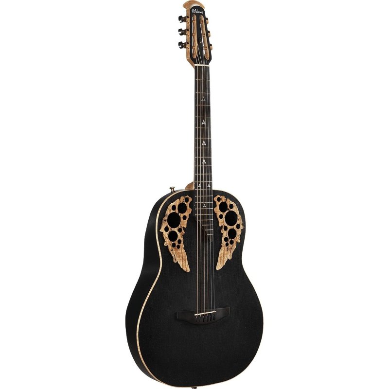 Ovation - Adamas 12-Fret Non-Cutaway Acoustic / Electric Guitar With Case, Black Satin Copper Metal Flake