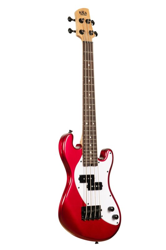 KALA - Solid Body 4-String Fretted U-BASS With Gig Bag, Candy Apple Red