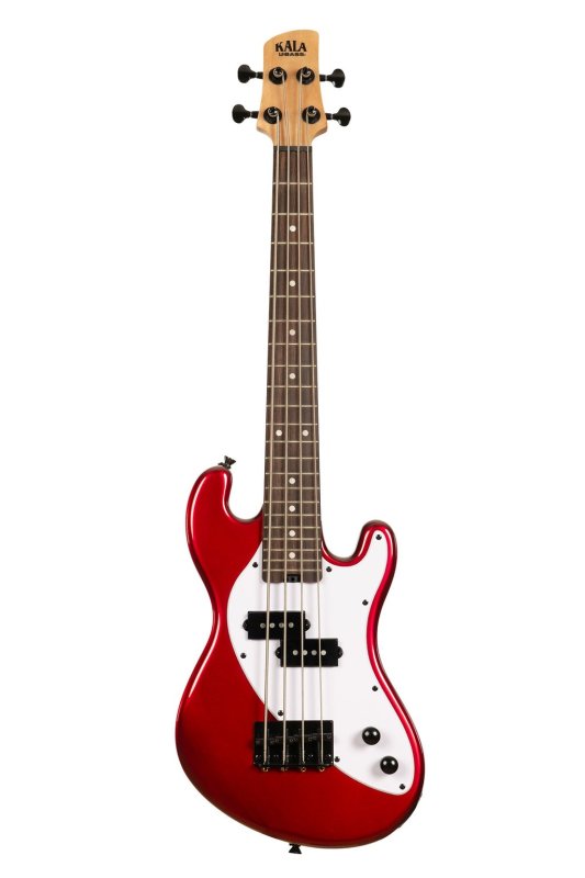 KALA - Solid Body 4-String Fretted U-BASS With Gig Bag, Candy Apple Red