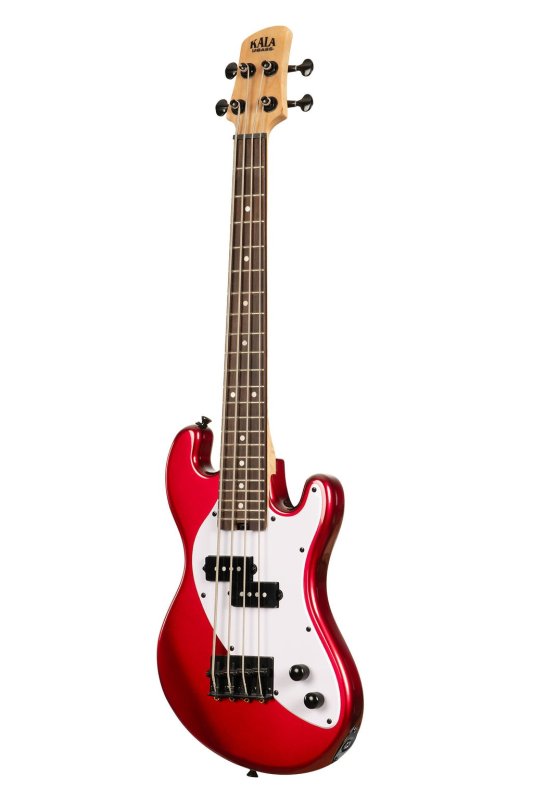KALA - Solid Body 4-String Fretted U-BASS With Gig Bag, Candy Apple Red