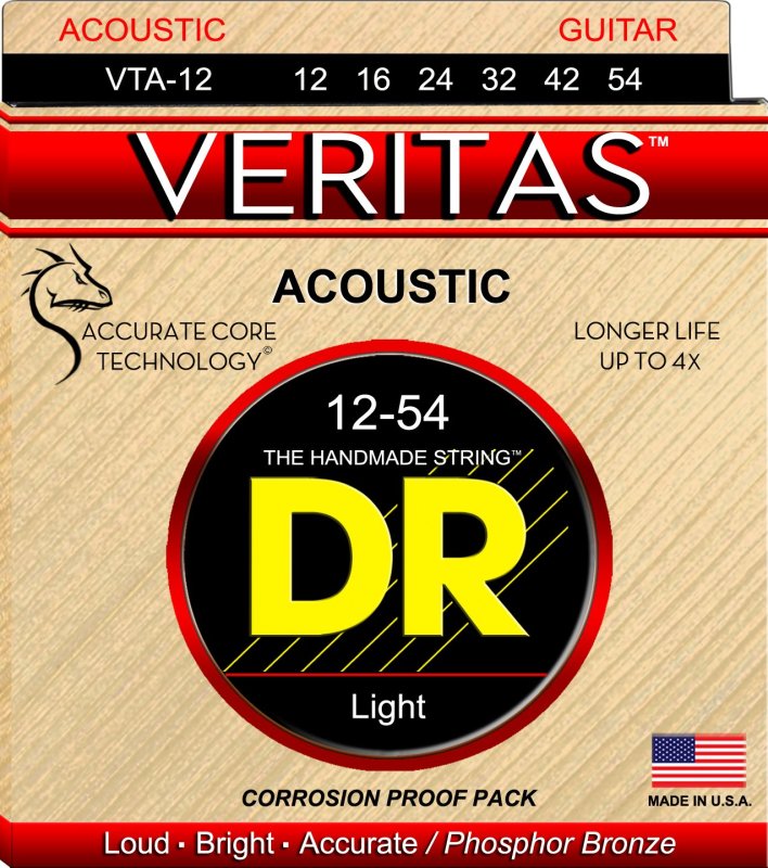 DR Handmade Strings - Veritas Acoustic Guitar Strings, Light (12-54)